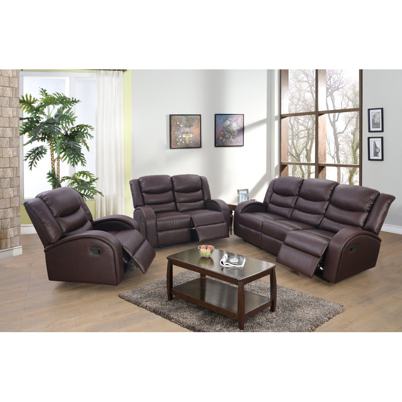 Lark Manor Aanyla 3 Pieces Faux Leather Reclining Living Room Set Wayfair